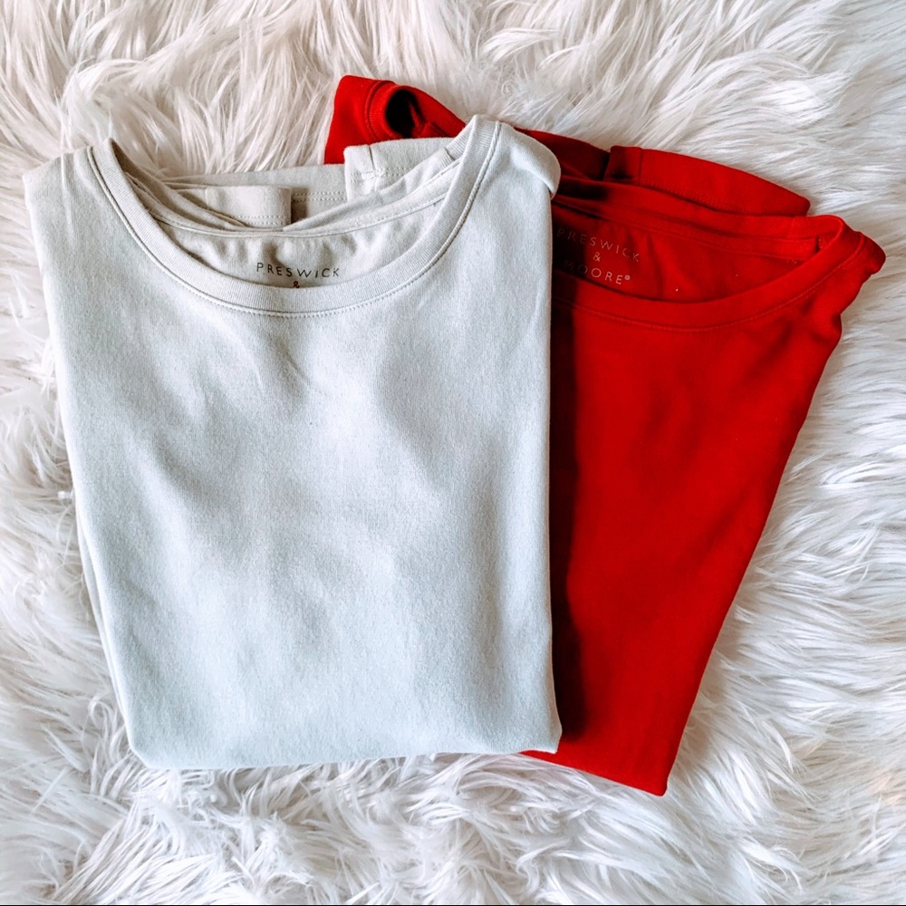 Basic Tees Red Gray Preswick & Moore Small & Petite Small